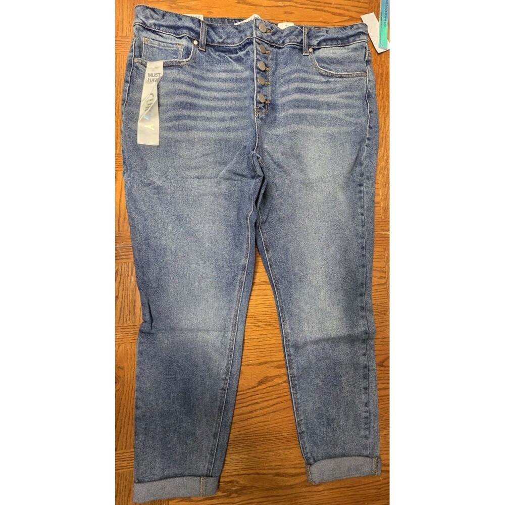 NWT Tinseltown Mom Jeans Plus Size 18W Button Down Jeans Hi-Rise